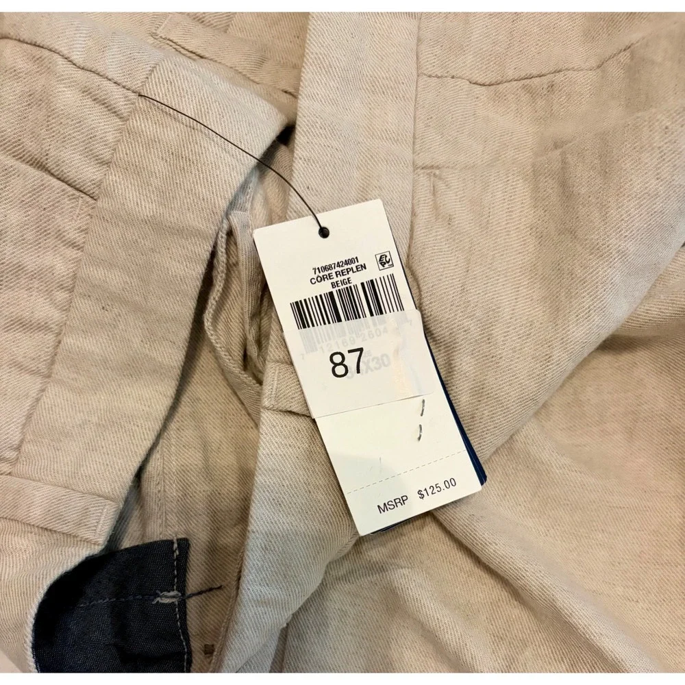Polo Ralph Lauren Bedford Linen Cotton Straight Fit Pants Beige 34x30 NWT